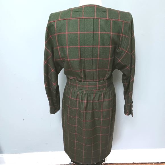 VTG Valentino Boutique! Wool knit houndstooth midi w structured shoulders. Sz 10 - Picture 4 of 16